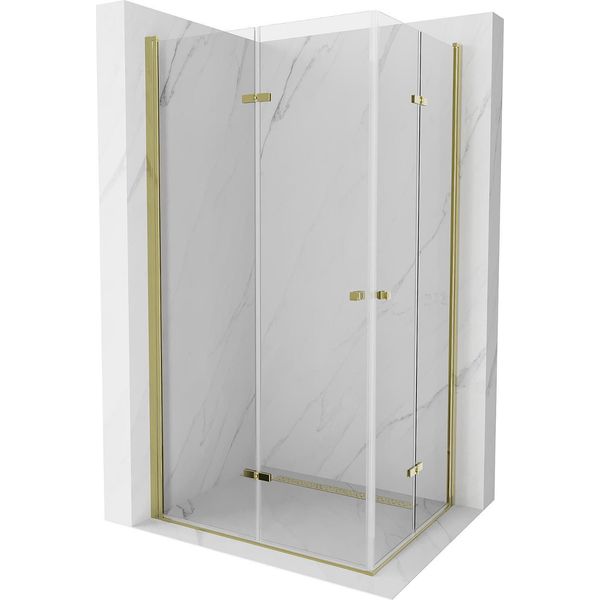Mexen Lima Duo Cabina Doccia Pieghevole 80 X 70 Cm, Trasparente, Oro - 856-080-070-50-00-02-image