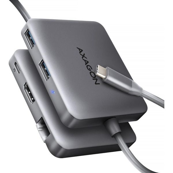Axagon Axagon N HMC-5HL Hub Usb 5Gbps 2X USB-A Hdmi 4K/60Hz RJ-45 Glan Pd 100W Kabel USB-C Wired Usb 3.2 Gen 1 (3.1 Gen 1) Type-C Argento-image