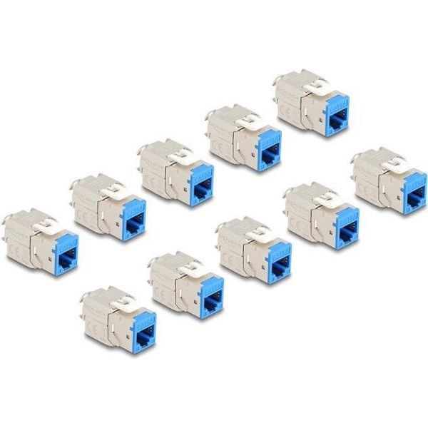 Delock - Modulare Eingabe - Werkzeugfrei - Cat 6A - RJ-45, Lsa - Blau (Packung Mit 10) (88113)-image