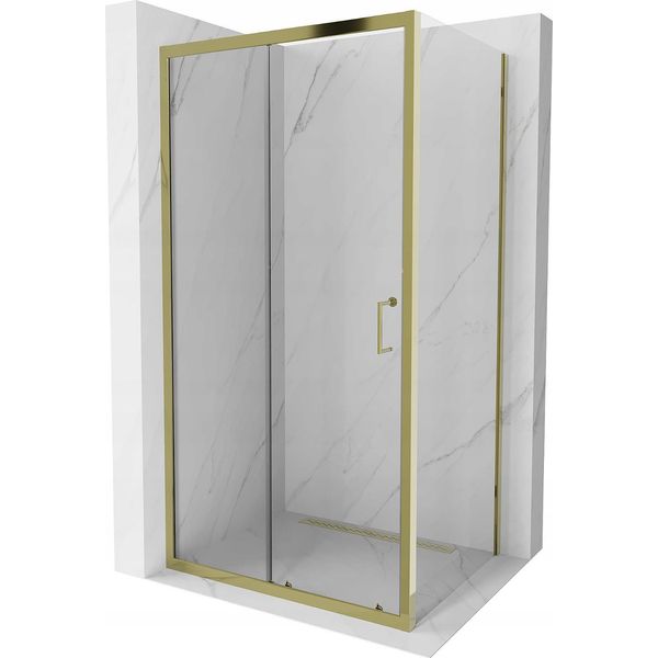 Mexen Apia Cabina Doccia Scorrevole 110 X 100 Cm, Trasparente, Oro - 840-110-100-50-00-image