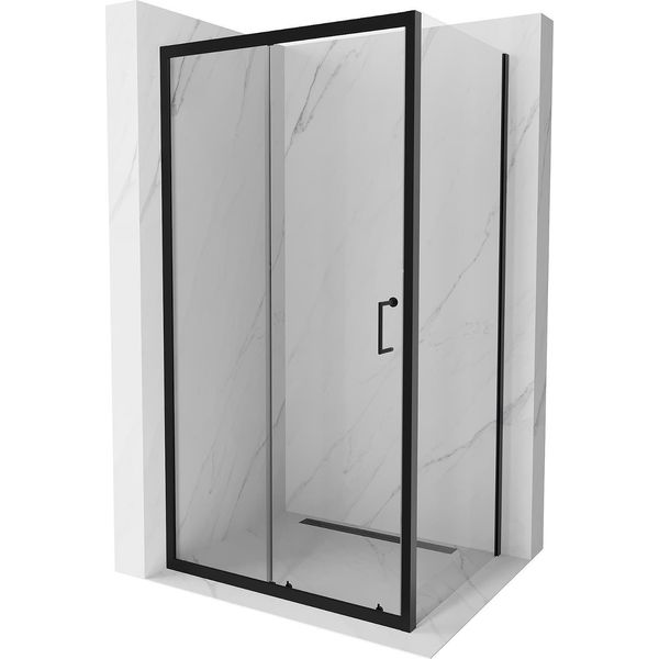Mexen Apia Cabina Doccia Scorrevole 110 X 100 Cm, Trasparente, Nera - 840-110-100-70-00-image