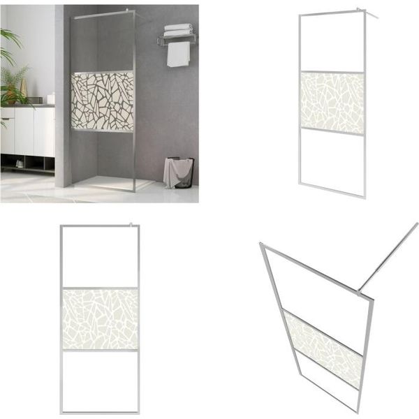 Vidaxl Schermo Doccia Per Cabina Doccia Esg Design Vetro Pietra 115X195 Cm - Schermo Doccia - Schermi Doccia - Cabina Doccia - Docce Walk-In-image