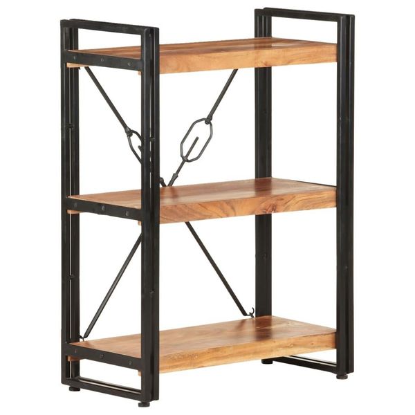 The Living Store Libreria A 3 Scomparti 60X30X80 Cm In Legno Massiccio Di Acacia-image