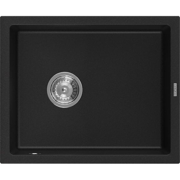 Mexen Pedro Lavello In Granito A 1 Vasca 560 X 460 Mm, Nero, Sifone Cromato - 6508561000-77-image