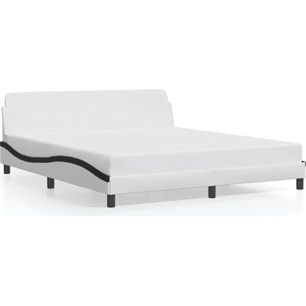 Vidaxl Struttura Letto "Dover"" Bianco E Nero 180X200 Cm In Pelle Finta"-image