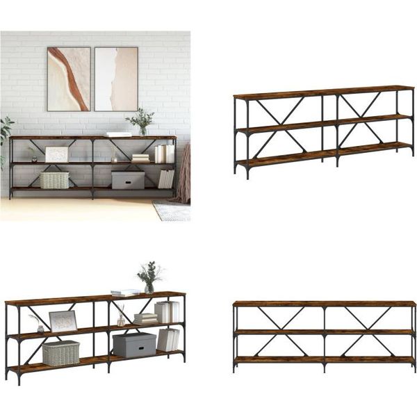 Vidaxl Tavolo Consolle In Rovere Fumé 200X30X75 Cm In Legno E Ferro - Tavolo Consolle - Tavoli Consolle - Tavolo - Tavolo Da Corridoio-image
