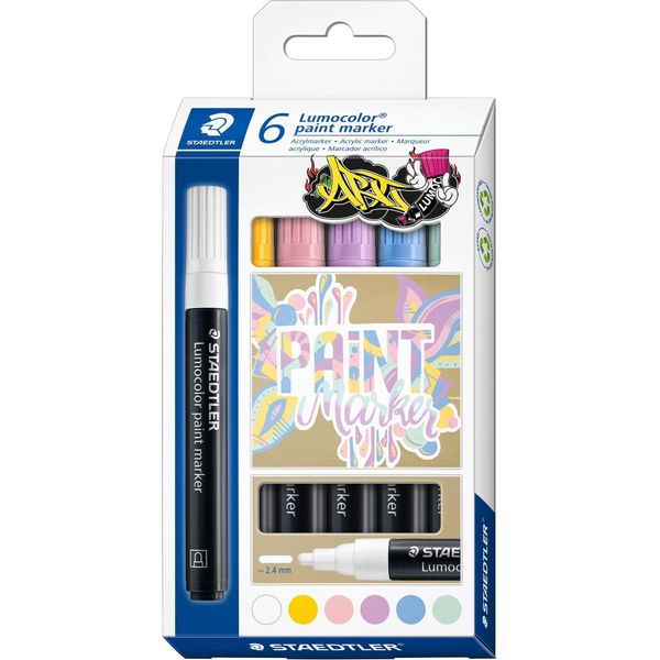 Staedtler 349 C6-1 Staedtler Acrylmarker Marcatore A Vernice Lumocolor Pastel,6Er Etui-image