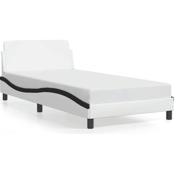 Vidaxl Struttura Letto "Dover"" Bianco E Nero 100X200 Cm In Pelle Finta"-image