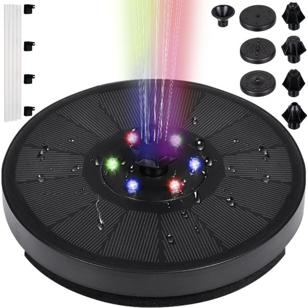 Fontana Solare Per Esterni 7 Effetti Di Spruzzatura 6 Luci Led Colorate Giochi D'acqua Fontana Da Giardino Pompa Per Laghetti 23227-image