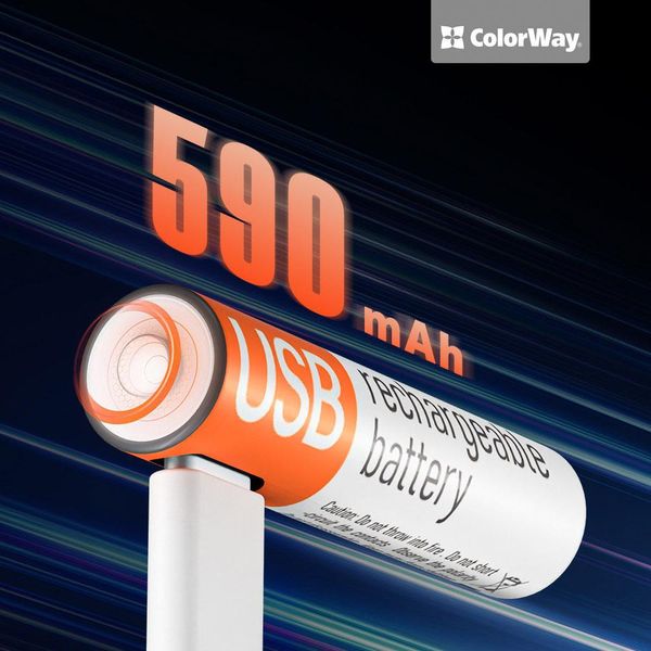 Colorway Ricaricabile Aaa 590Mah/ USB-C/ 1.5V/ 2 Pezzi In Confezione-image