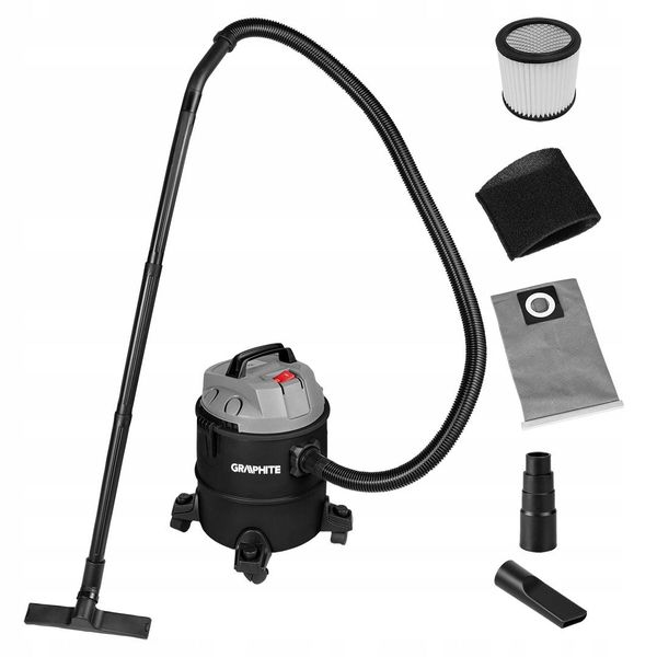 Aspirapolvere A Umido E A Secco Graphite (1200 Watt, Volume Contenitore 20 Litri, In Confezione) - Con Filtro A Schiuma, Hepa - Tubo Di Aspirazione: 2 M-image