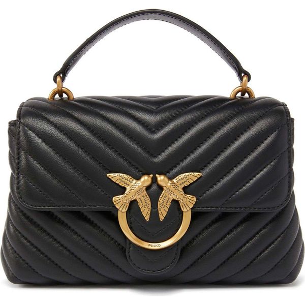 Pinko Borsetta Borsa A Tracolla Love Lady Puff Mini Cl Sheep Nappa Chevron Black - Antique Gold Nero-image