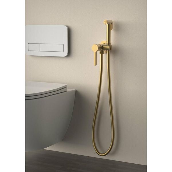 Miscelatore Da Incasso Per Bidet Iconic Con Arresto Doccia, Rotondo, Oro Opaco-image