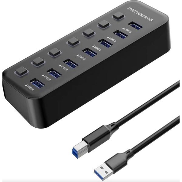 Premiumcord Hub Usb 3.2 Superspeed A 7 Porte Con Switch Di Porte-image