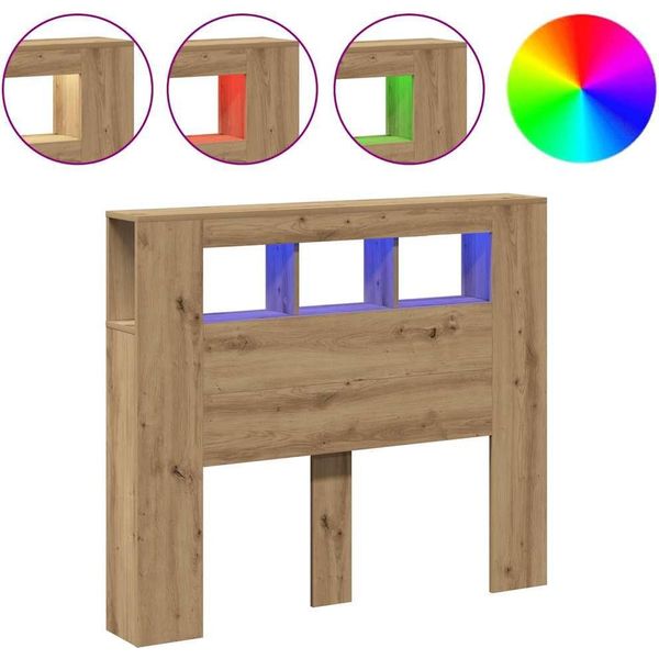 Vidaxl Testata Led Rovere Artigianale 120X18,5X103,5 Cm Materiale A Base Di Legno-image