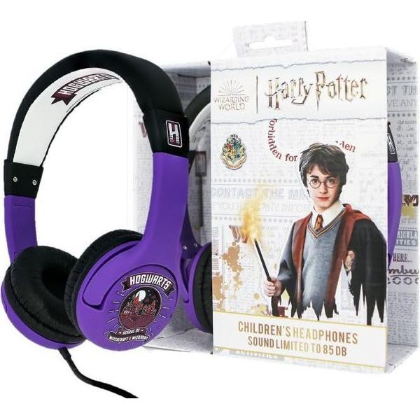 Cuffia Gaming Otl Technologies Hogwarts Purple Per Bambini 3-7 Anni, 85Db, Microfono-image