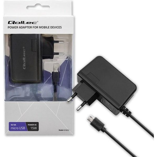 Qoltec 51022 Caricatore Per Dispositivi Mobili Telefono Cellulare, Smartphone, Tablet Nero Ac, Dc Indoor-image