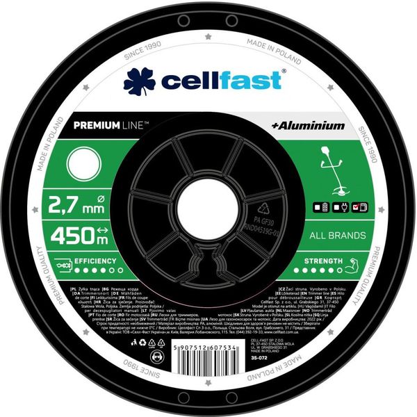 Lenza Premium Cellfast Rinforzata Con Particelle Di Alluminio Sulla Bobina - Profilo Rotondo, 2,7 Mm X 450 M-image