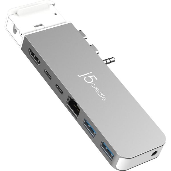 J5Create JCD395-N Hub USB4® 4K60 Elite Pro Con Set Magsafe® - Cablato - Usb 3.2 Gen 2 (3.1 Gen 2) Type-C - 100 W - 3,5 Mm - 10,100,1000 Mbps - Grigio - Bianco-image