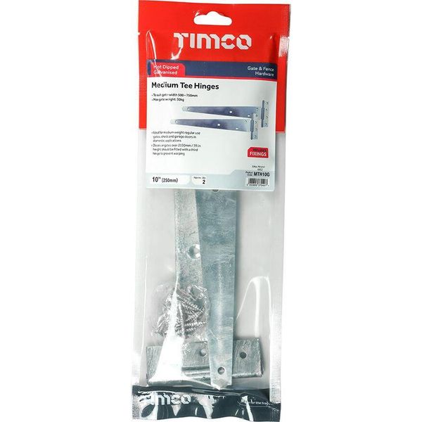 Timco - Coppia Di Cerniere A T Di Medie Dimensioni - Zincate A Caldo (Dimensioni 25,4 Cm - 1 Pezzo Ciascuna)-image
