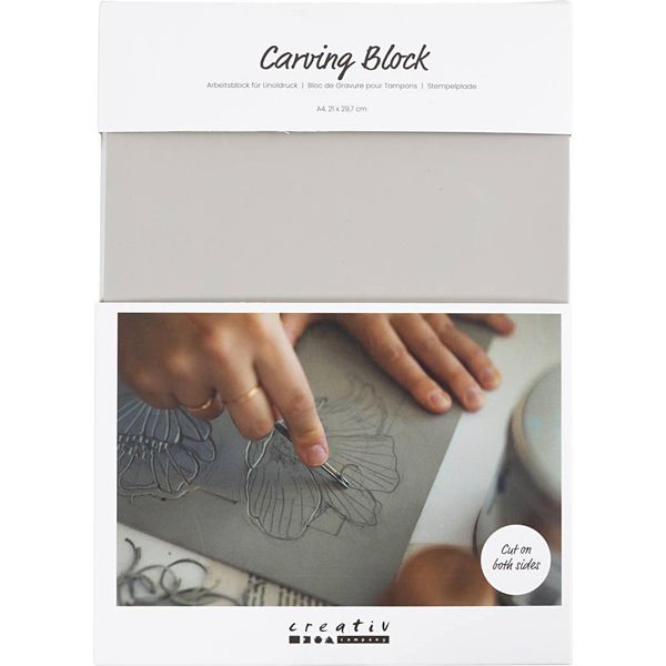 Creativ Company Foglio Di Linoleum In Gomma A4 Grigio Chiaro Per Il Crafting E La Stampa-image