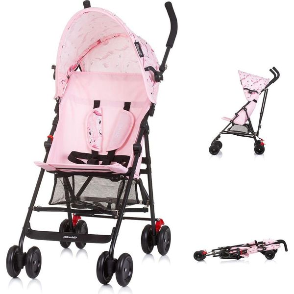Chipolino Passeggino Amaya Buggy Cappottina Parasole Regolabile, Pieghevole, Cestino Rosa Nero-image