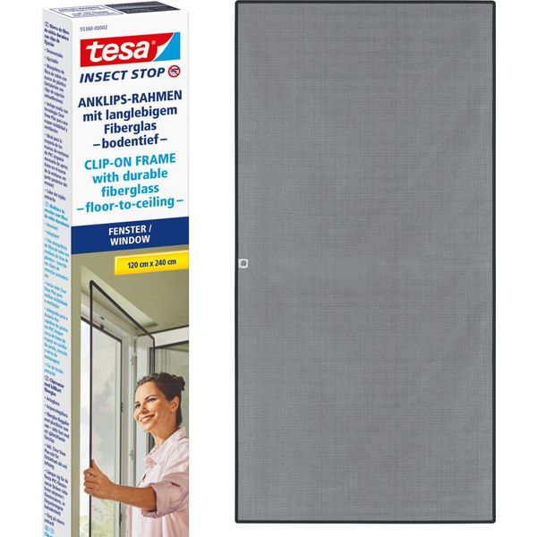 Tesa 55360-00002-00 Tesa Fliegengitter Insect Stop Clip On Anthrazit 1,2 X 2,4 M-image