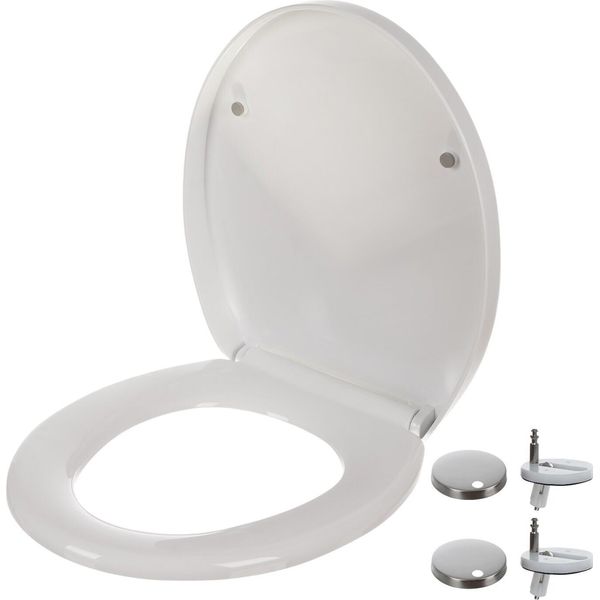 Sedile Wc Con Chiusura Ammortizzata Funzione Di Sgancio Rapido Sistema Di Cerniere Regolabili Coperchio Wc Con Chiusura Ammortizzata Facile Installazione Bianco 24547-image