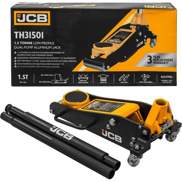 Jcb | Martinetto Idraulico, 1,5T, Con Tampone In Gomma, Basso Profilo, Martinetto Di Manovra, Approvato-image