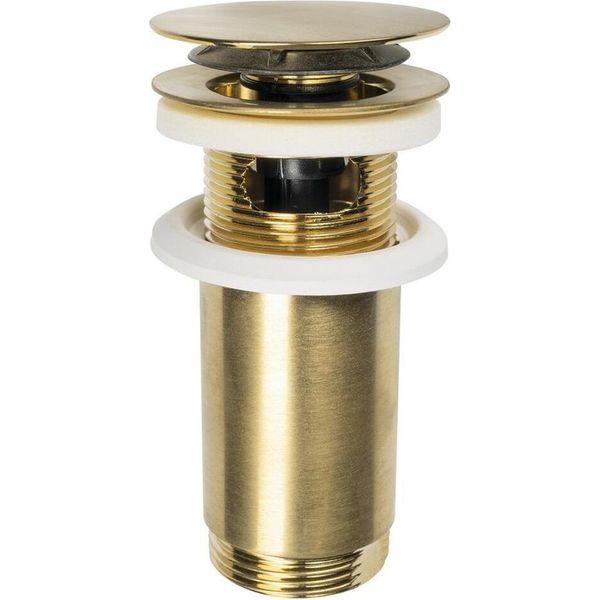 Set Di Scarico Per Lavabo 5/4", Click-Clack, Tappo Grande, Max 80 Mm, Oro Opaco"-image