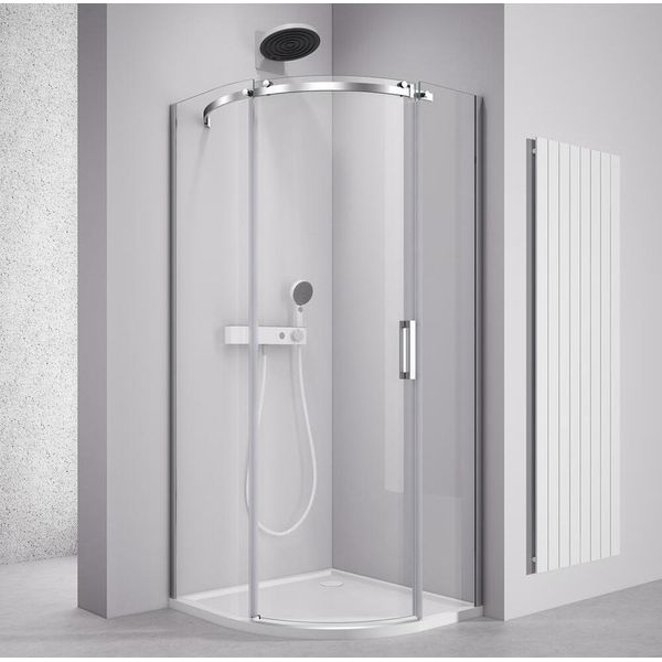 Thron Round Cabina Doccia Quadrante 900X900Mm, Vetro Trasparente, Sinistra-image