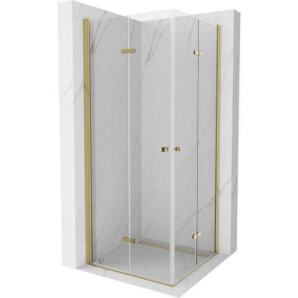 Mexen Lima Duo Cabina Doccia Pieghevole 80 X 80 Cm, Trasparente, Oro - 856-080-080-50-00-02-image