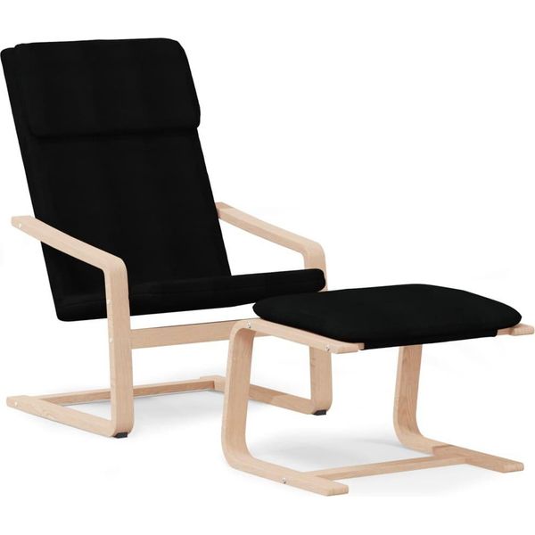 Syfax™ Poltrona Relax Con Poggiapiedi Nera In Tessuto-image