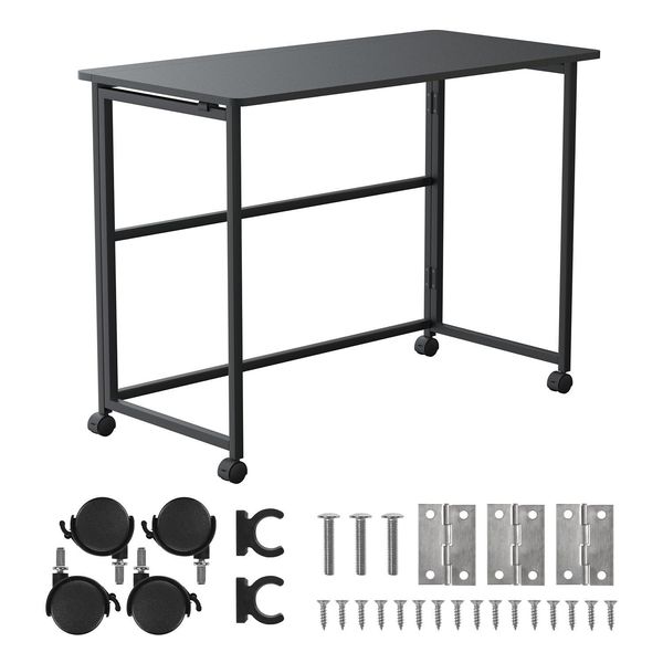 Tavolo Pieghevole Maclean Nero Piano Mobile 100X50Cm Max. 50Kg MC-1250 B-image