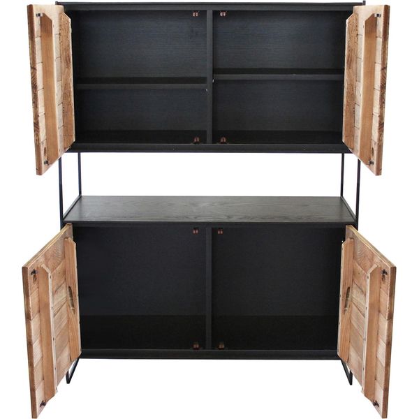 Milanihome.It - Credenza In Legno Massiccio Di Design Moderno Industrial Cm 100 X 40 X 131 Hdi Coloremarrone-image