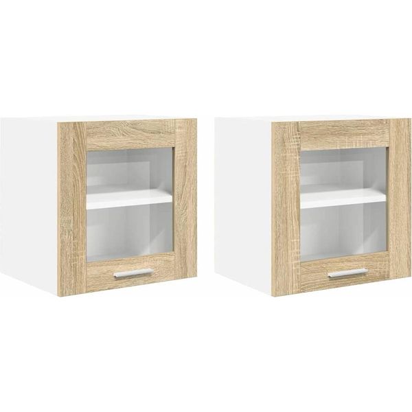 Vidaxl Armadio A Muro 2 Pezzi Rovere Sonoma 40 X 31 X 40 Cm Materiale In Legno-image