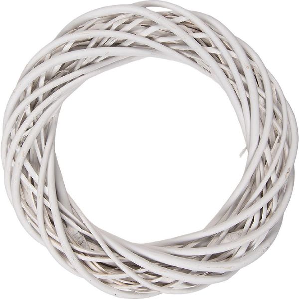 Clayre & Eef Ghirlanda Decorativa In Rattan Bianco Ø 30X6 Cm Naturale Per Porta Parete Tavola Decorazione-image