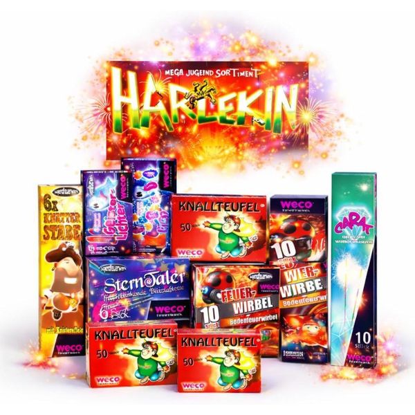 Set Per Festeggiamenti Di Capodanno - Incl. Stelle Filanti, Petardi E Articoli Per Feste - Set Con 150 Pezzi (Harlequin)-image