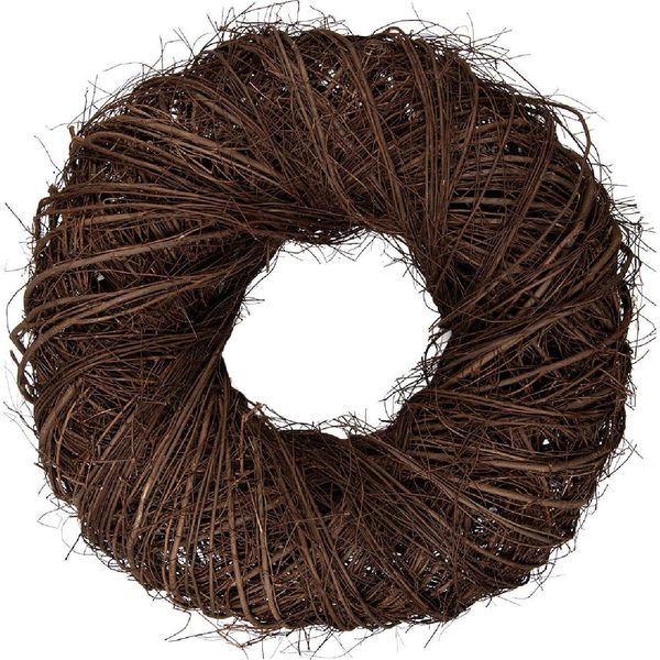 Clayre & Eef Ghirlanda Decorativa In Rattan Marrone Ø 60X18 Cm Naturale Per Porta Parete Tavolo-image