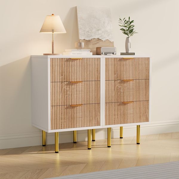 Unboxg Set Di 2 Comodini 40×40×65 Cm Con 3 Cassetti, Tavolino Moderno Per Camera Da Letto O Soggiorno, Elegante, Pratico E Robusto-image