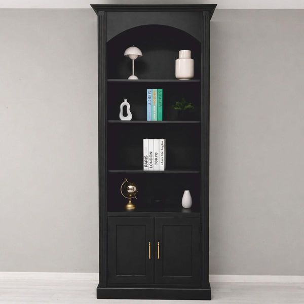 Casa Padrino Libreria In Stile Country Nero 102 X H. 250 Cm - Mobili In Stile Country-image