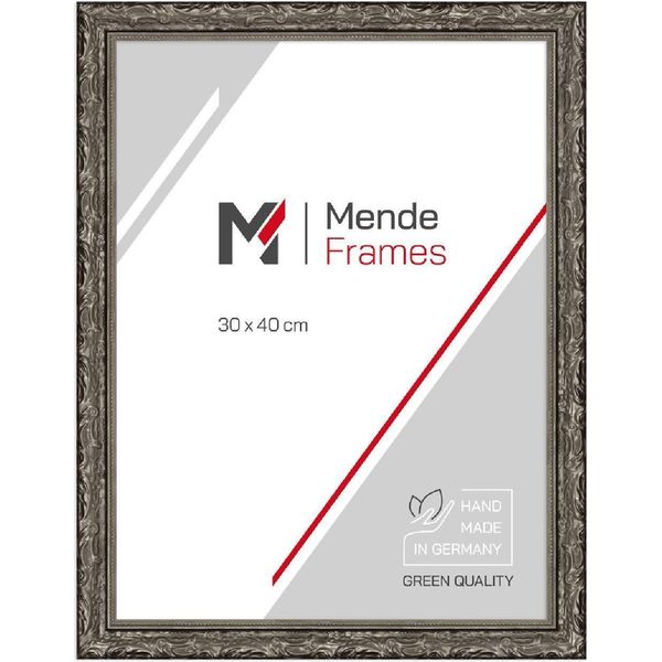 Mendeframes Cornice Barocca In Legno H530 Argento 30X40 Cm Vetro Museo-image