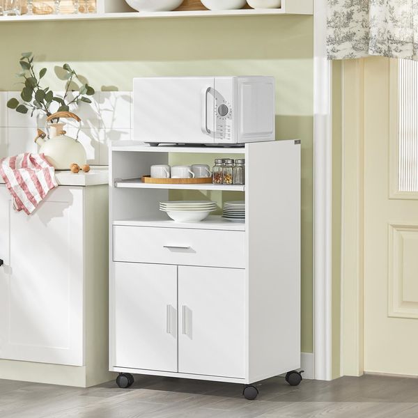 Sobuy Carrello Portavivande Armadio Da Cucina Armadio Per Microonde Con Un Ripiano Scorrevole FSB09-W-image