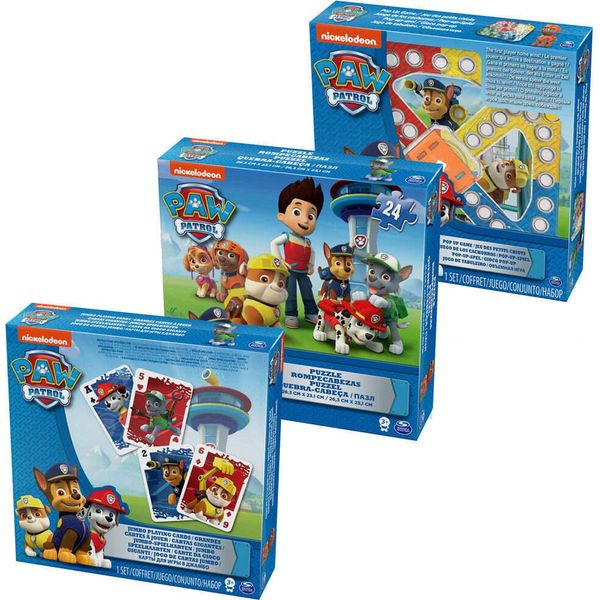 Paw Patrol - Set Di 3 Giochi (Carte Da Gioco Jumbo, Gioco Popper, Puzzle)-image
