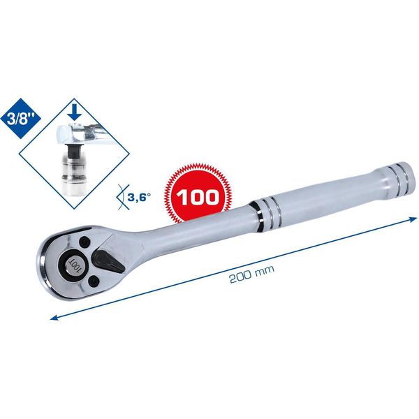 Brilliant Tools Cricchetto Reversibile Da 3/8" Con Impugnatura In Metallo"-image