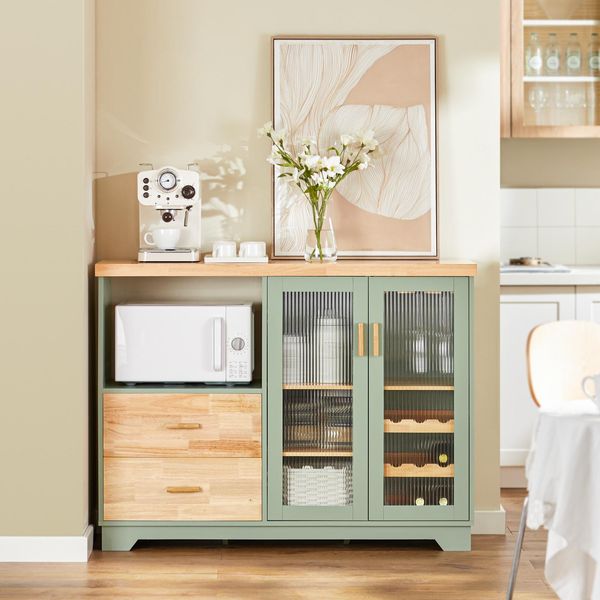 Sobuy FSB81-GR Buffet Credenza Armadio Da Cucina Cassettiera Armadio Da Corridoio Armadio Per Microonde-image