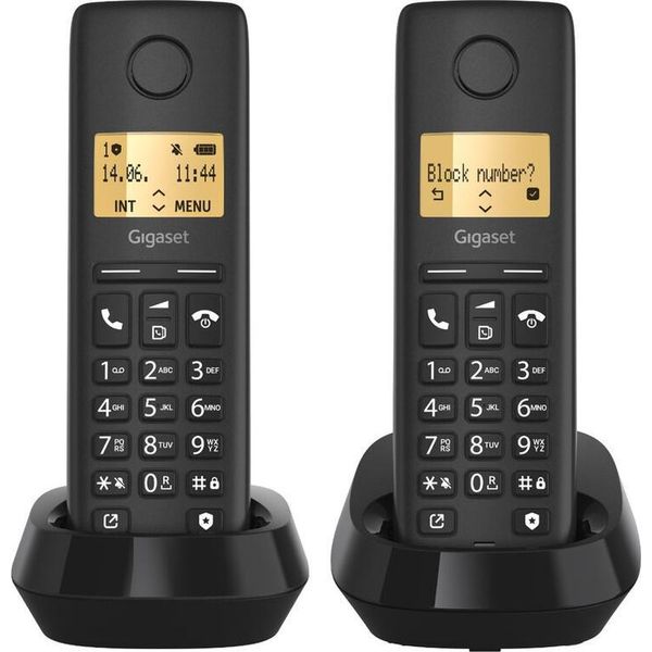 Gigaset Pure 100 Duo - Telefono Cordless Con Id Chiamante - Eco Dect\Gap - Nero + Portatile Aggiuntivo (L36852-H)-image