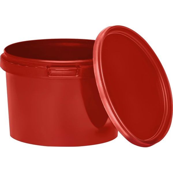 Secchio Benbow Con Coperchio 0,5L X10 Rosso - Sicuro Per Gli Alimenti, Robusto, Ermetico, A Prova Di Perdite, Inodore - Secchio In Plastica Con Manico - Vuoto-image