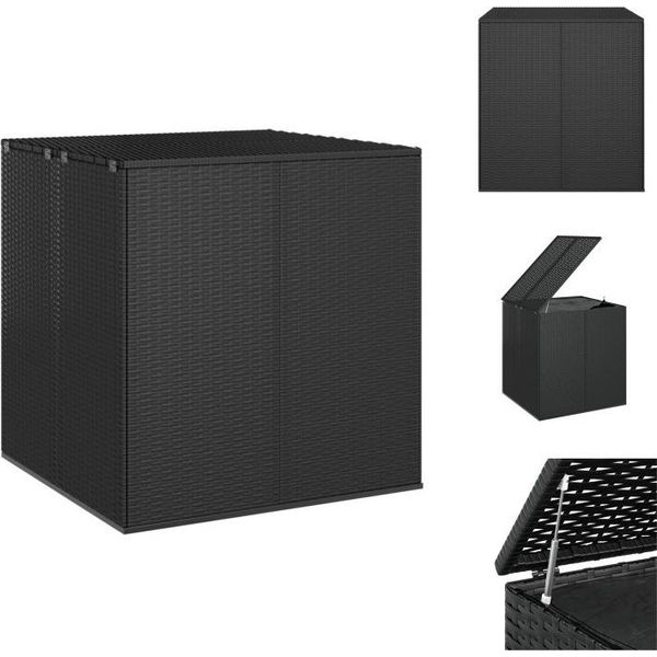 Vidaxl Scatola Per Cuscini Da Giardino In Rattan Pe 100X97,5X104 Cm Nero - Scatole Da Giardino-image