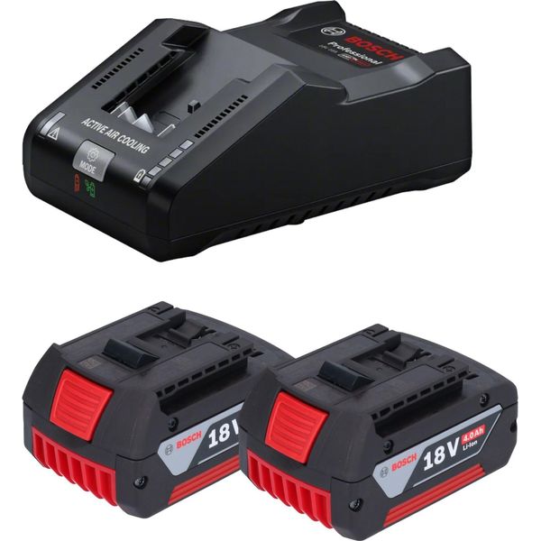 Bosch Starter Set 2X Gba 18 V / 4 Ah / 4000 Mah Batteria Agli Ioni Di Litio ( 2X 1600Z00038 ) + Gal 18V-160 Caricabatterie Professionale ( 1600A02T5G )-image